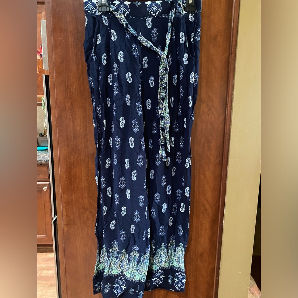 Solitaire Navy and White Wide Leg Pants